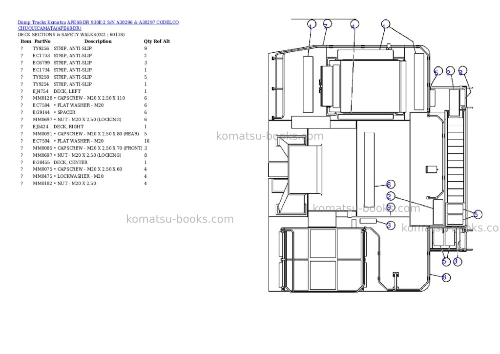 Komatsu afe48-dr 930e-2 s/n a30296 & a30297 codelco chuquicamata Parts catalog cover Page 10