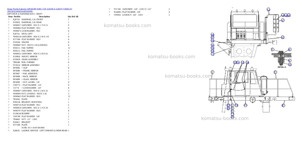 Komatsu afe48-dr 930e-2 s/n a30296 & a30297 codelco chuquicamata Parts catalog cover Page 6