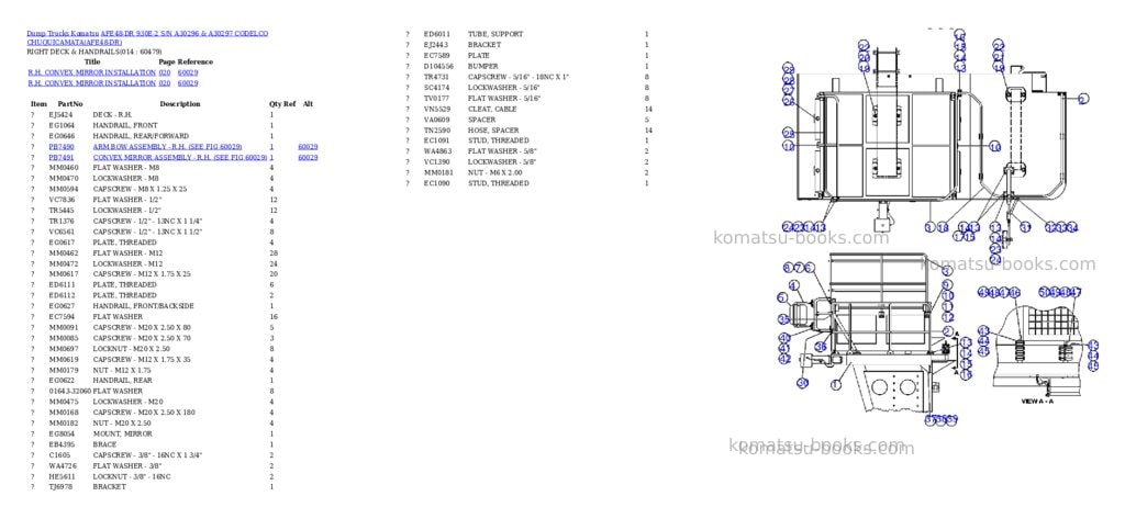 Komatsu afe48-dr 930e-2 s/n a30296 & a30297 codelco chuquicamata Parts catalog cover Page 7