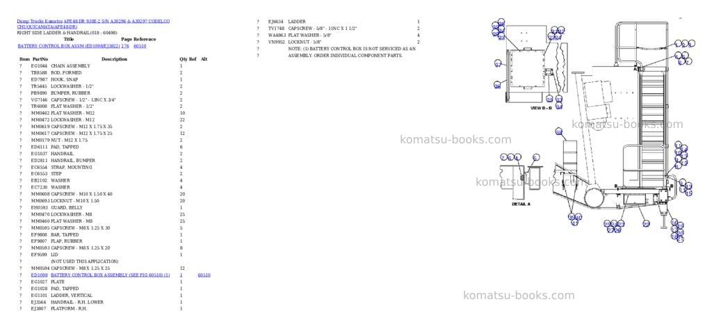 Komatsu afe48-dr 930e-2 s/n a30296 & a30297 codelco chuquicamata Parts catalog cover Page 8