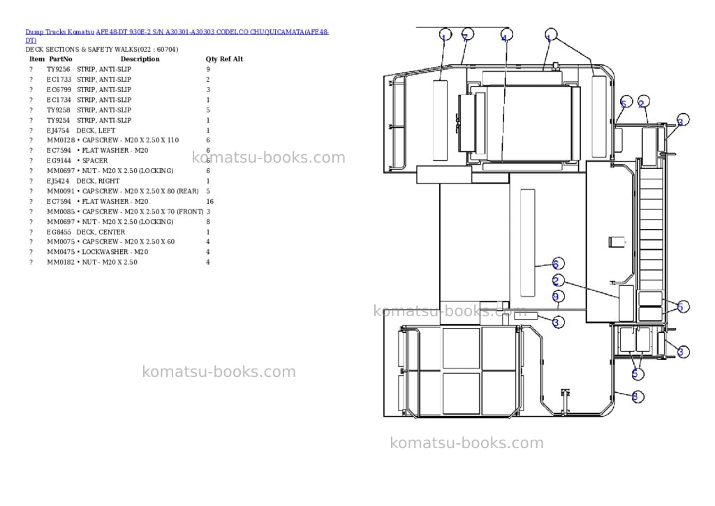 Komatsu afe48-dt 930e-2 s/n a30301-a30303 codelco chuquicamata Parts catalog cover Page 10 Komatsu afe48-dt 930e-2 s/n a30301-a30303 codelco chuquicamata Parts catalog cover Page 10