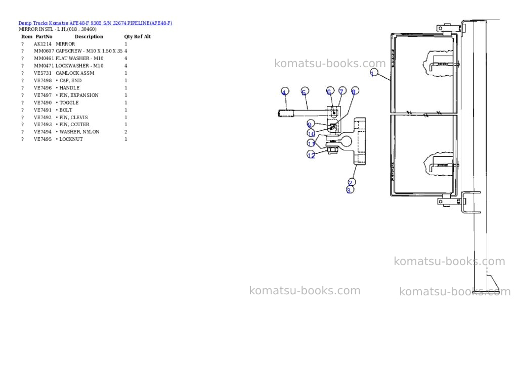 Komatsu afe48-f 930e s/n 32674 pipeline Parts catalog cover Page 9