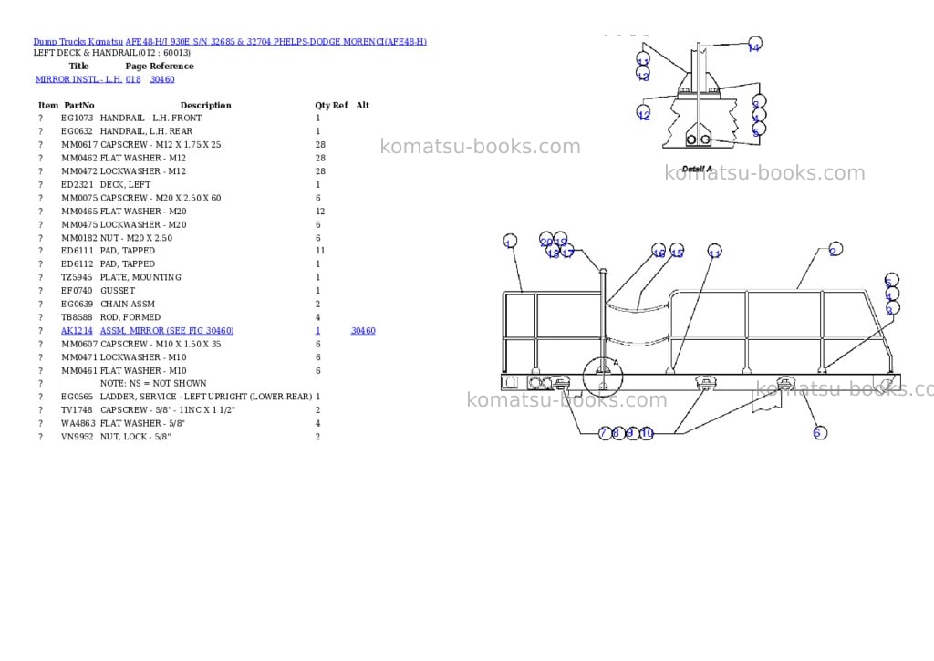 Komatsu afe48-h/j 930e s/n 32685 & 32704 phelps-dodge morenci Parts catalog cover Page 6 Komatsu afe48-h/j 930e s/n 32685 & 32704 phelps-dodge morenci Parts catalog cover Page 6