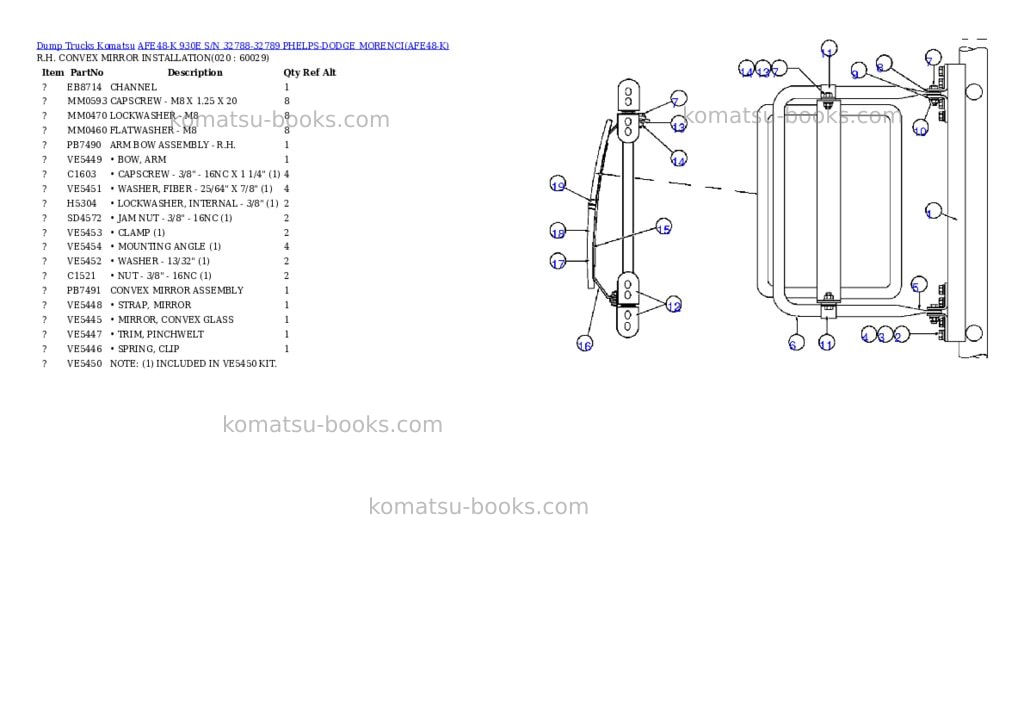 Komatsu afe48-k 930e s/n 32788-32789 phelps-dodge morenci Parts catalog cover Page 10 Komatsu afe48-k 930e s/n 32788-32789 phelps-dodge morenci Parts catalog cover Page 10