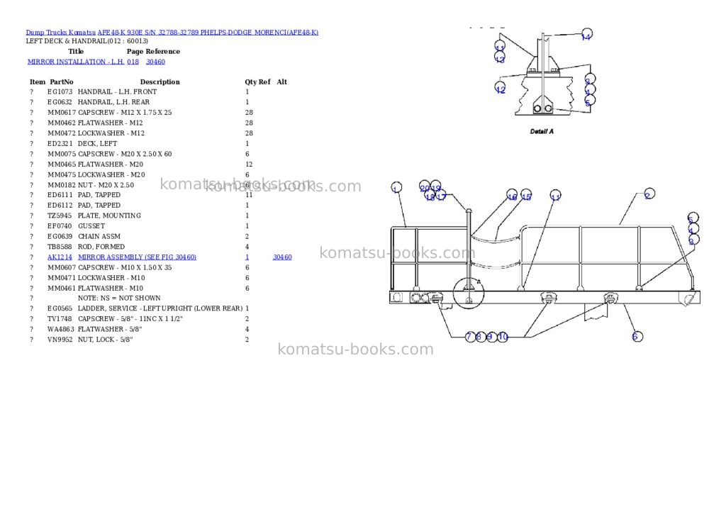 Komatsu afe48-k 930e s/n 32788-32789 phelps-dodge morenci Parts catalog cover Page 6 Komatsu afe48-k 930e s/n 32788-32789 phelps-dodge morenci Parts catalog cover Page 6