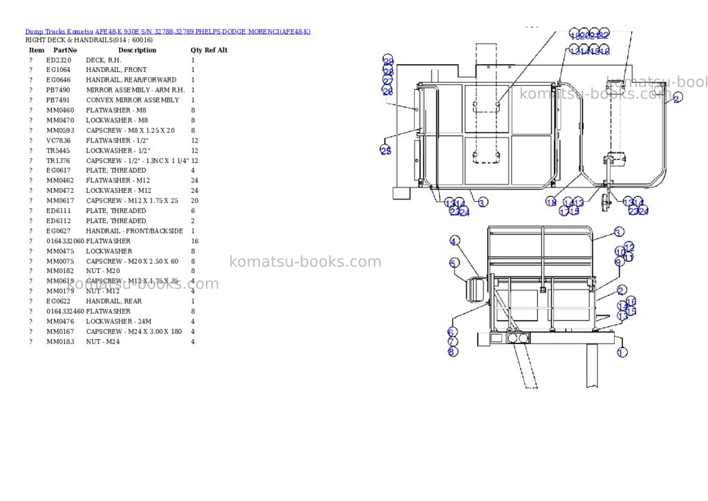 Komatsu afe48-k 930e s/n 32788-32789 phelps-dodge morenci Parts catalog cover Page 7 Komatsu afe48-k 930e s/n 32788-32789 phelps-dodge morenci Parts catalog cover Page 7