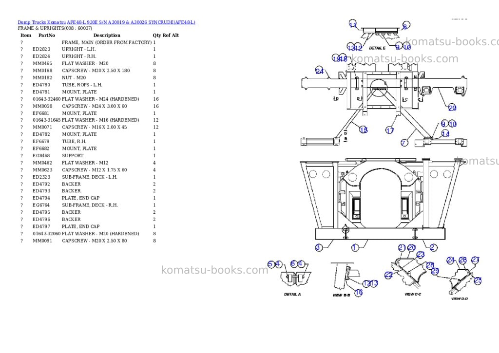 Komatsu afe48-l 930e s/n a30019 & a30026 syncrude Parts catalog cover Page 4 Komatsu afe48-l 930e s/n a30019 & a30026 syncrude Parts catalog cover Page 4