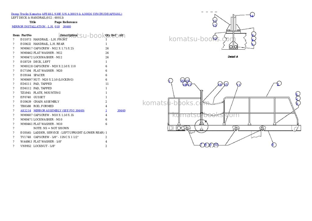 Komatsu afe48-l 930e s/n a30019 & a30026 syncrude Parts catalog cover Page 6 Komatsu afe48-l 930e s/n a30019 & a30026 syncrude Parts catalog cover Page 6