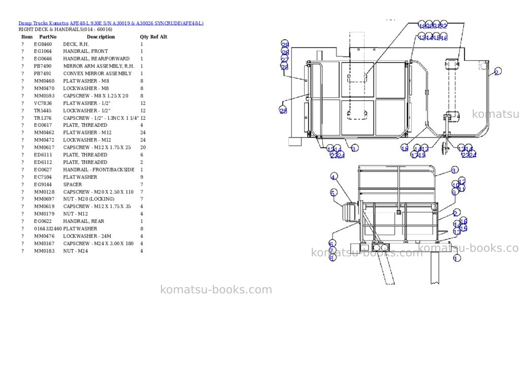 Komatsu afe48-l 930e s/n a30019 & a30026 syncrude Parts catalog cover Page 7 Komatsu afe48-l 930e s/n a30019 & a30026 syncrude Parts catalog cover Page 7