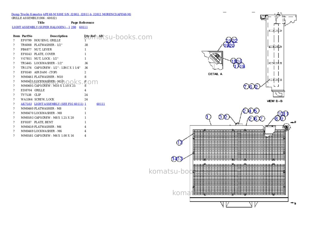 Komatsu afe48-m 930e s/n 32803, 32811 & 32812 morenci Parts catalog cover Page 3
