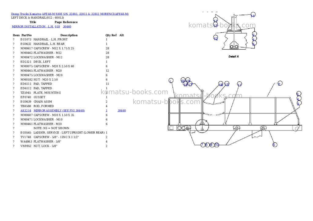 Komatsu afe48-m 930e s/n 32803, 32811 & 32812 morenci Parts catalog cover Page 6