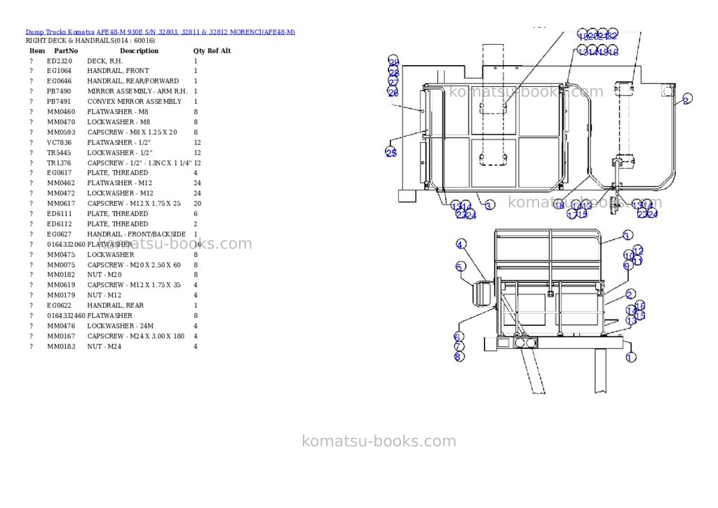 Komatsu afe48-m 930e s/n 32803, 32811 & 32812 morenci Parts catalog cover Page 7