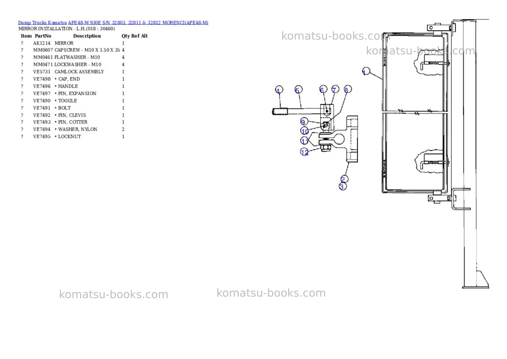 Komatsu afe48-m 930e s/n 32803, 32811 & 32812 morenci Parts catalog cover Page 9
