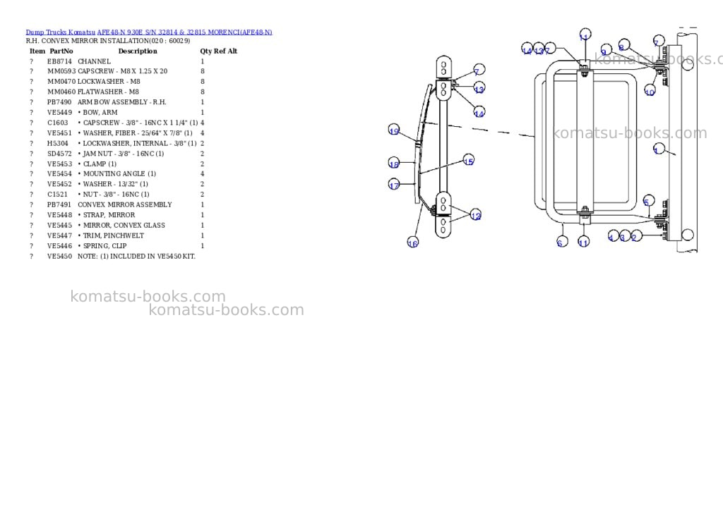 Komatsu afe48-n 930e s/n 32814 & 32815 morenci Parts catalog cover Page 10 Komatsu afe48-n 930e s/n 32814 & 32815 morenci Parts catalog cover Page 10
