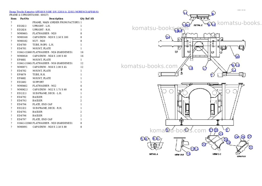 Komatsu afe48-n 930e s/n 32814 & 32815 morenci Parts catalog cover Page 4 Komatsu afe48-n 930e s/n 32814 & 32815 morenci Parts catalog cover Page 4