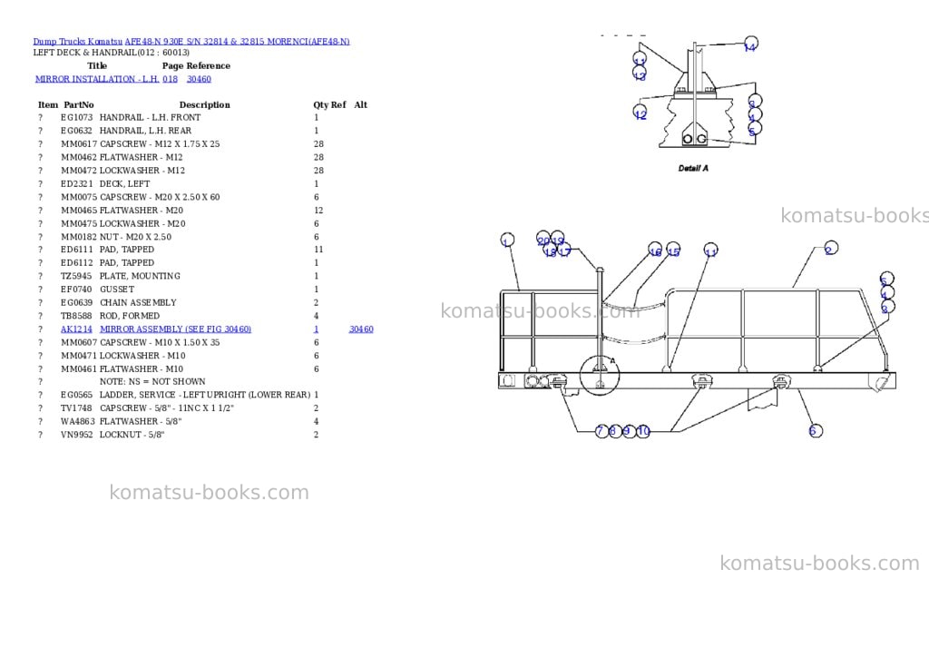 Komatsu afe48-n 930e s/n 32814 & 32815 morenci Parts catalog cover Page 6 Komatsu afe48-n 930e s/n 32814 & 32815 morenci Parts catalog cover Page 6