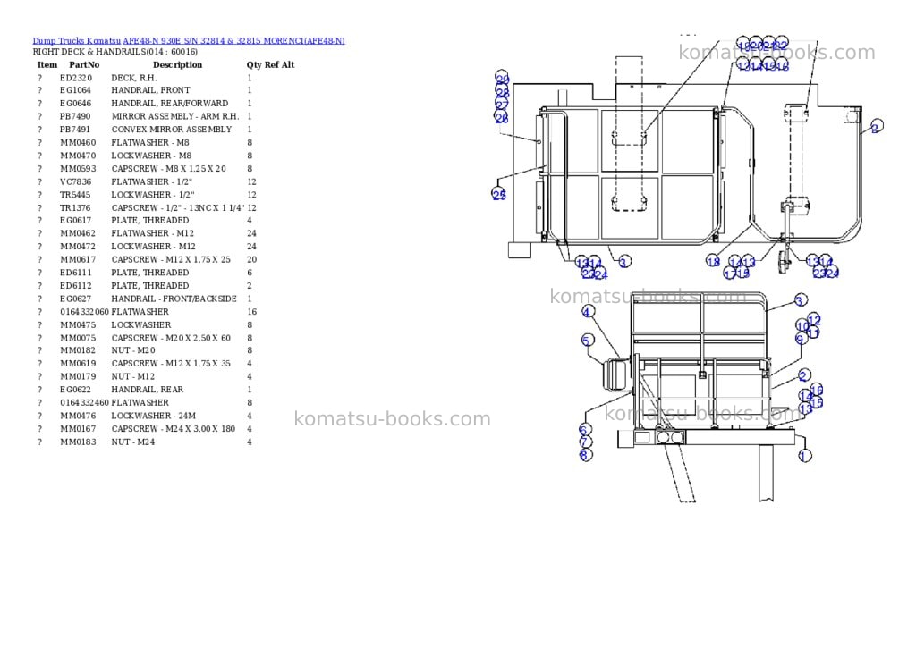 Komatsu afe48-n 930e s/n 32814 & 32815 morenci Parts catalog cover Page 7 Komatsu afe48-n 930e s/n 32814 & 32815 morenci Parts catalog cover Page 7