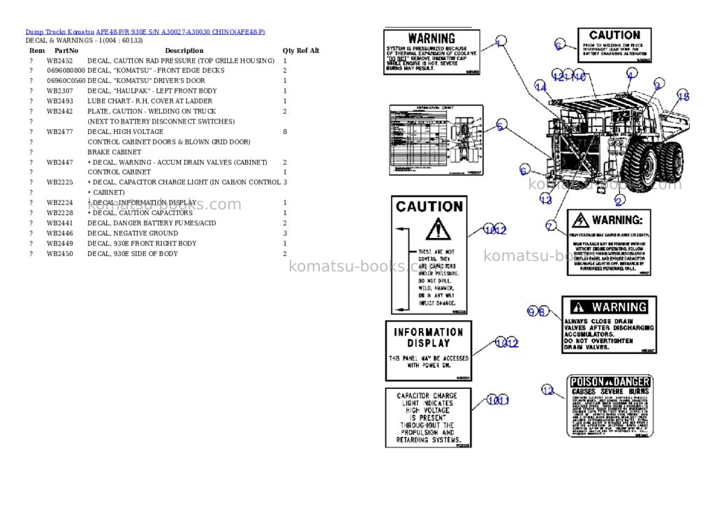 Komatsu afe48-p/r 930e s/n a30027-a30030 chino Parts catalog cover Page 2 Komatsu afe48-p/r 930e s/n a30027-a30030 chino Parts catalog cover Page 2