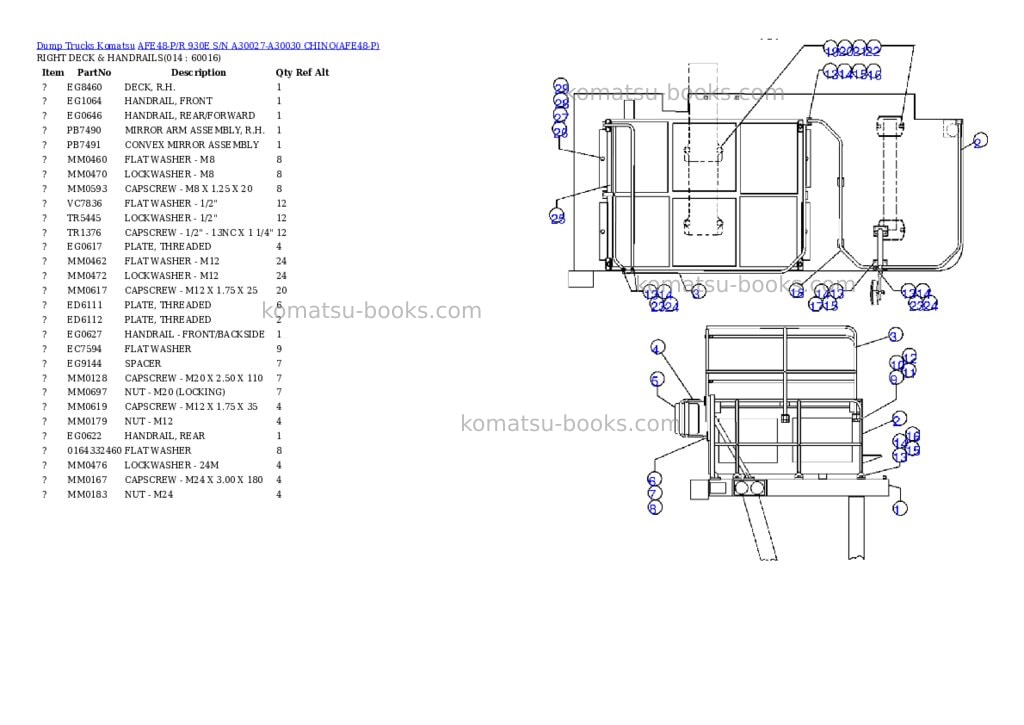 Komatsu afe48-p/r 930e s/n a30027-a30030 chino Parts catalog cover Page 7 Komatsu afe48-p/r 930e s/n a30027-a30030 chino Parts catalog cover Page 7