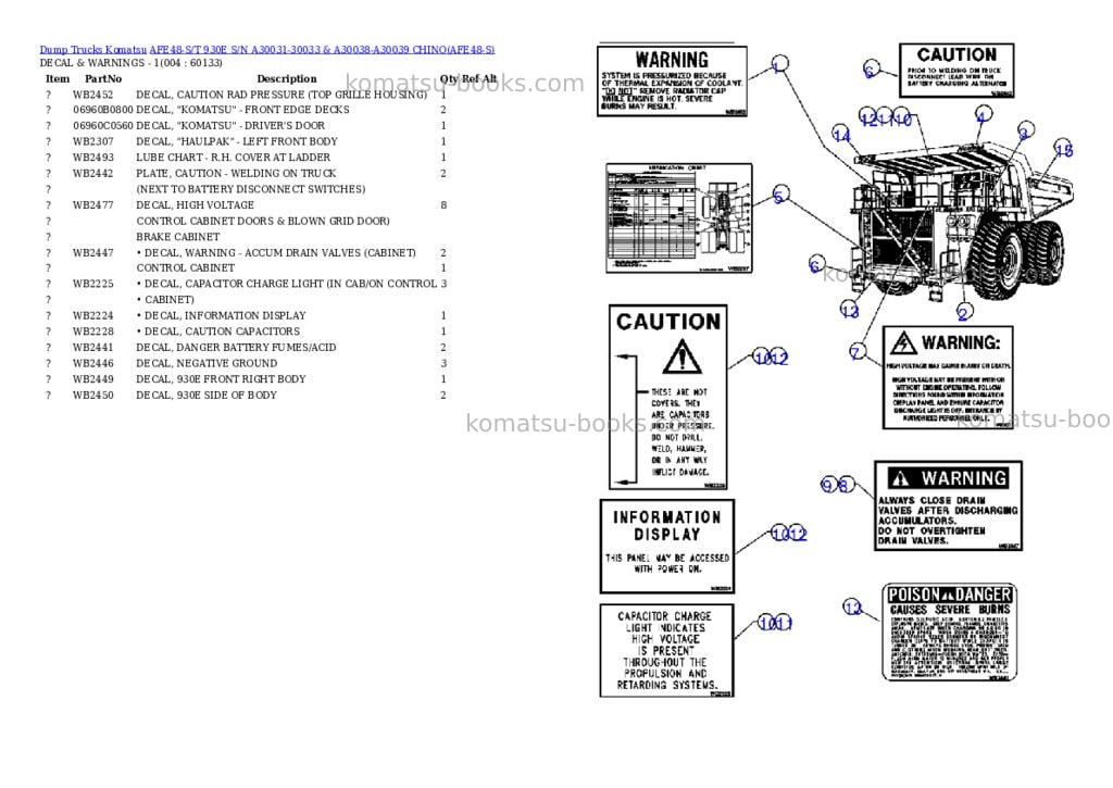 Komatsu afe48-s/t 930e s/n a30031-30033 & a30038-a30039 chino Parts catalog cover Page 2 Komatsu afe48-s/t 930e s/n a30031-30033 & a30038-a30039 chino Parts catalog cover Page 2