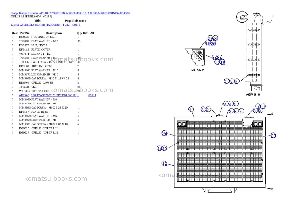 Komatsu afe48-s/t 930e s/n a30031-30033 & a30038-a30039 chino Parts catalog cover Page 3 Komatsu afe48-s/t 930e s/n a30031-30033 & a30038-a30039 chino Parts catalog cover Page 3