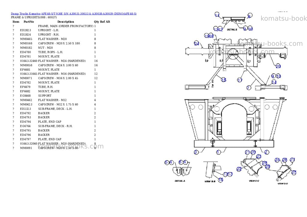 Komatsu afe48-s/t 930e s/n a30031-30033 & a30038-a30039 chino Parts catalog cover Page 4 Komatsu afe48-s/t 930e s/n a30031-30033 & a30038-a30039 chino Parts catalog cover Page 4
