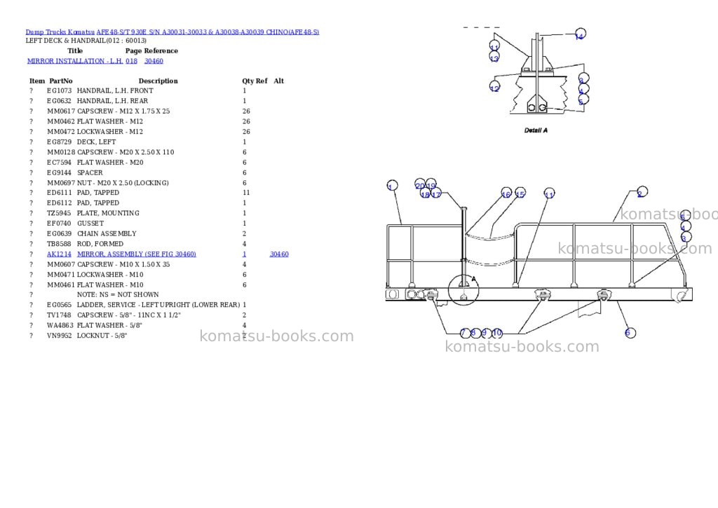 Komatsu afe48-s/t 930e s/n a30031-30033 & a30038-a30039 chino Parts catalog cover Page 6 Komatsu afe48-s/t 930e s/n a30031-30033 & a30038-a30039 chino Parts catalog cover Page 6