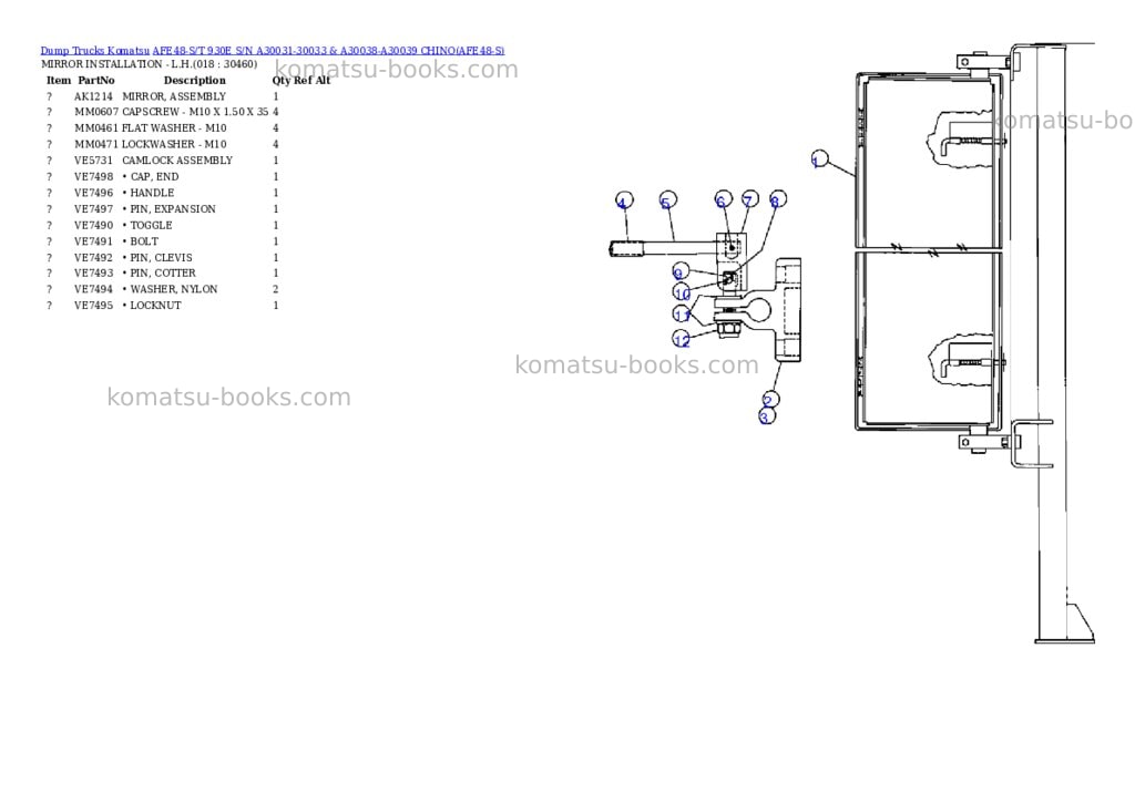 Komatsu afe48-s/t 930e s/n a30031-30033 & a30038-a30039 chino Parts catalog cover Page 9 Komatsu afe48-s/t 930e s/n a30031-30033 & a30038-a30039 chino Parts catalog cover Page 9