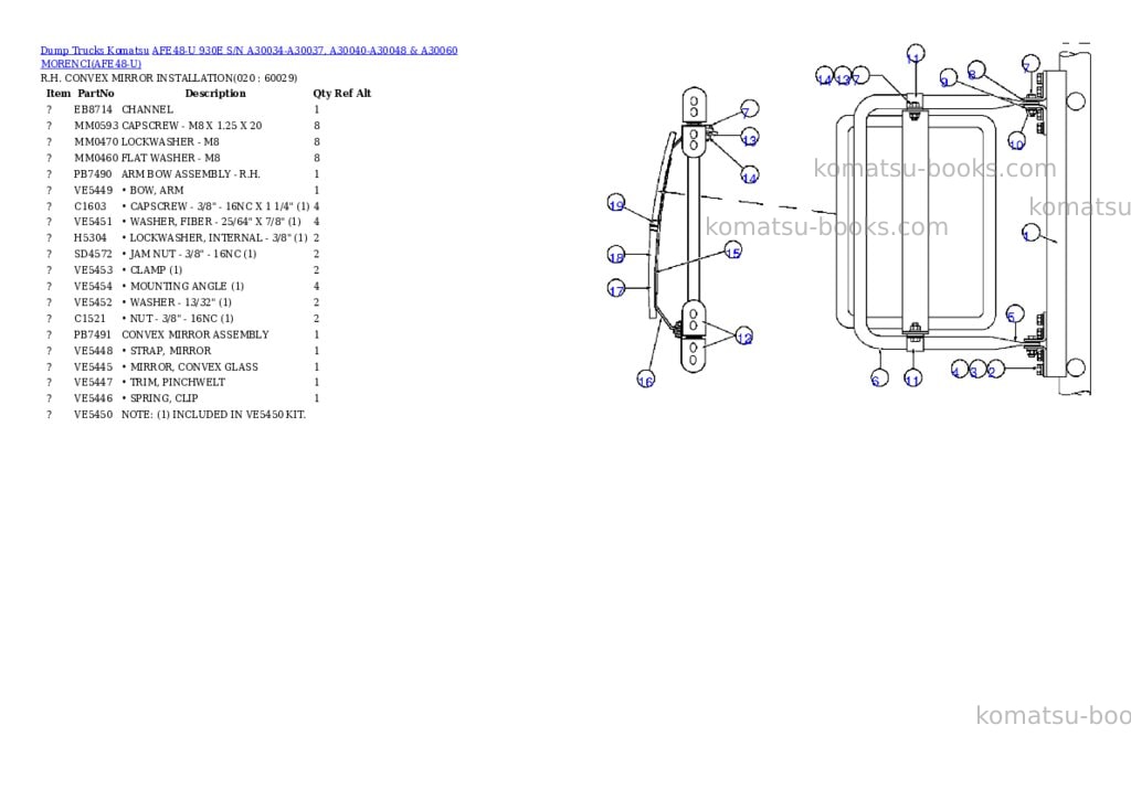 Komatsu afe48-u 930e s/n a30034-a30037, a30040-a30048 & a30060 morenci Parts catalog cover Page 10 Komatsu afe48-u 930e s/n a30034-a30037, a30040-a30048 & a30060 morenci Parts catalog cover Page 10
