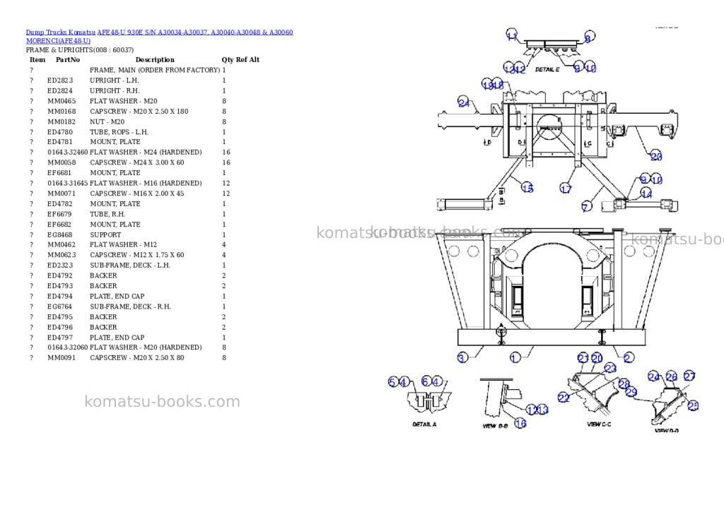 Komatsu afe48-u 930e s/n a30034-a30037, a30040-a30048 & a30060 morenci Parts catalog cover Page 4 Komatsu afe48-u 930e s/n a30034-a30037, a30040-a30048 & a30060 morenci Parts catalog cover Page 4