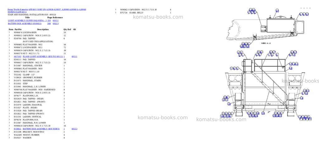 Komatsu afe48-u 930e s/n a30034-a30037, a30040-a30048 & a30060 morenci Parts catalog cover Page 5 Komatsu afe48-u 930e s/n a30034-a30037, a30040-a30048 & a30060 morenci Parts catalog cover Page 5