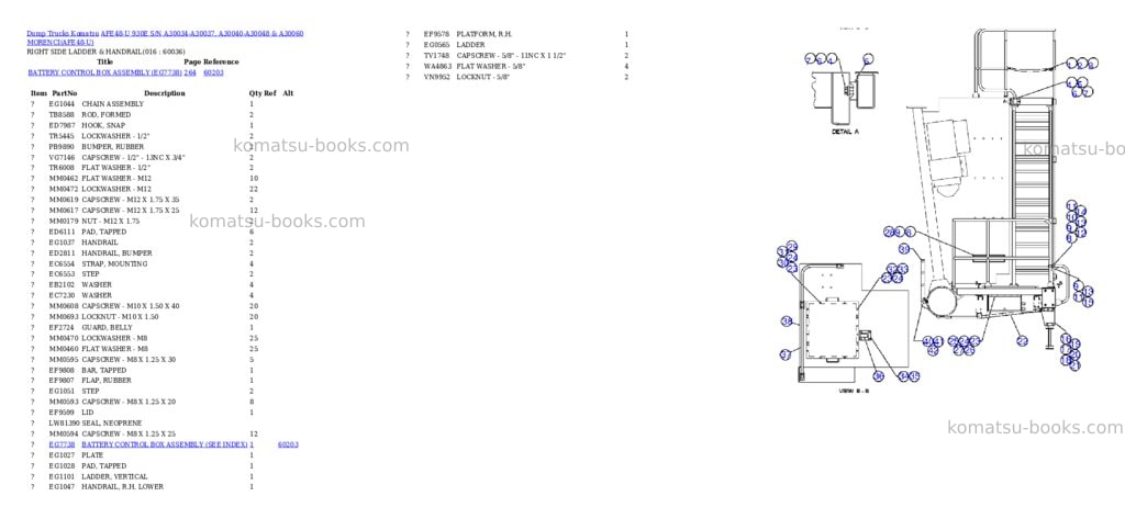 Komatsu afe48-u 930e s/n a30034-a30037, a30040-a30048 & a30060 morenci Parts catalog cover Page 8 Komatsu afe48-u 930e s/n a30034-a30037, a30040-a30048 & a30060 morenci Parts catalog cover Page 8