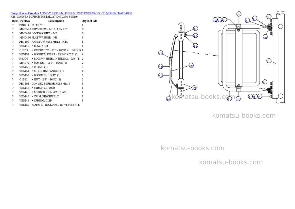 Komatsu afe48-v 930e s/n 32816 & 32837 phelps-dodge morenci Parts catalog cover Page 10 Komatsu afe48-v 930e s/n 32816 & 32837 phelps-dodge morenci Parts catalog cover Page 10