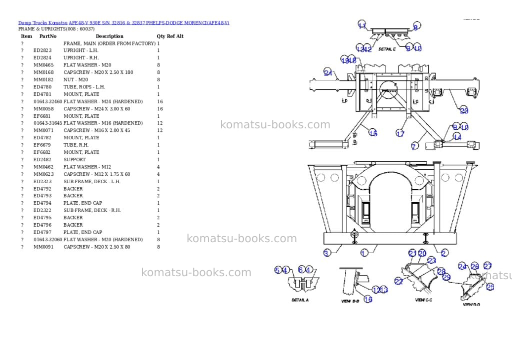 Komatsu afe48-v 930e s/n 32816 & 32837 phelps-dodge morenci Parts catalog cover Page 4 Komatsu afe48-v 930e s/n 32816 & 32837 phelps-dodge morenci Parts catalog cover Page 4