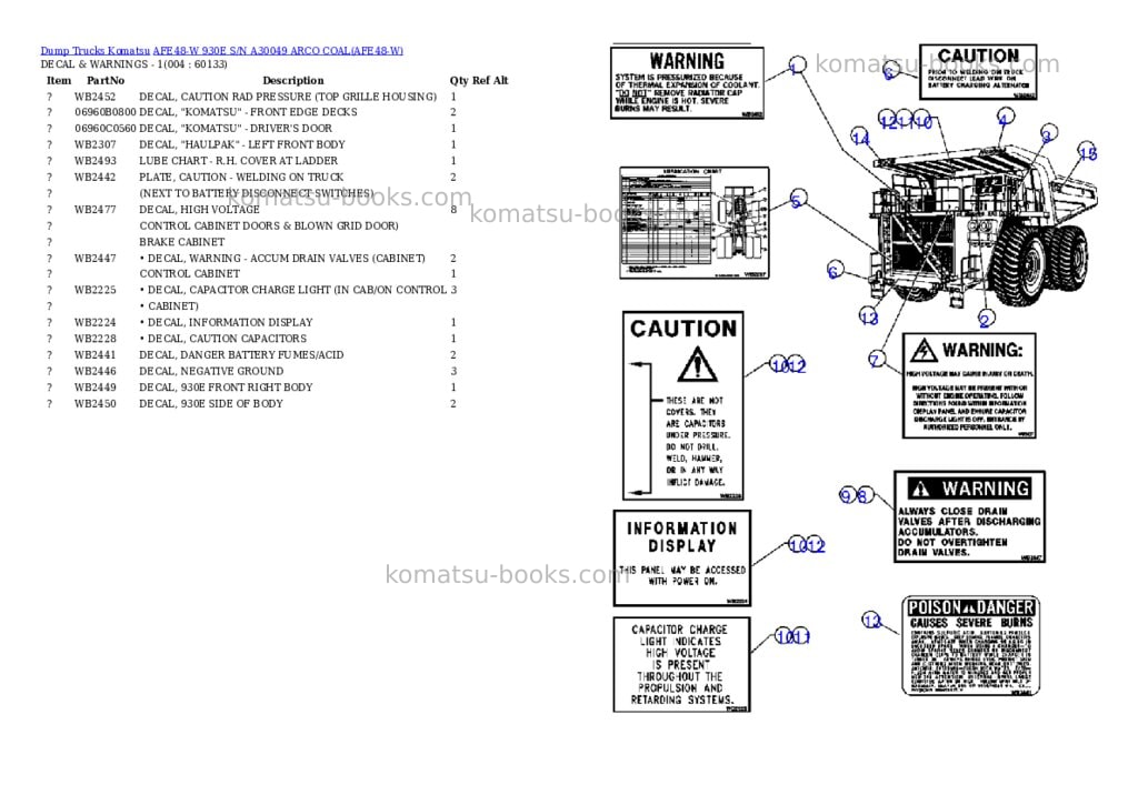 Komatsu afe48-w 930e s/n a30049 arco coal Parts catalog cover Page 2 Komatsu afe48-w 930e s/n a30049 arco coal Parts catalog cover Page 2