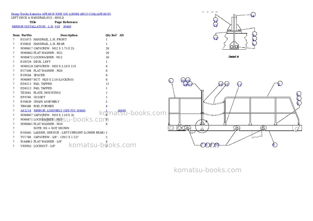 Komatsu afe48-w 930e s/n a30049 arco coal Parts catalog cover Page 6 Komatsu afe48-w 930e s/n a30049 arco coal Parts catalog cover Page 6