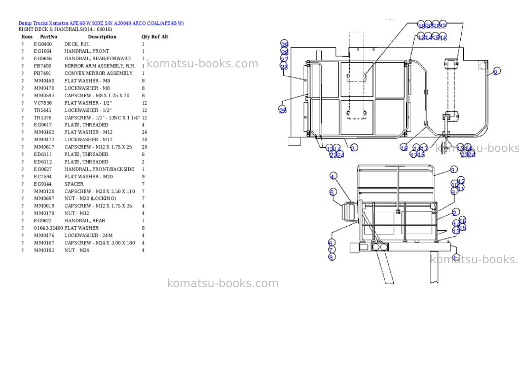 Komatsu afe48-w 930e s/n a30049 arco coal Parts catalog cover Page 7 Komatsu afe48-w 930e s/n a30049 arco coal Parts catalog cover Page 7