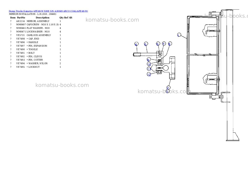 Komatsu afe48-w 930e s/n a30049 arco coal Parts catalog cover Page 9 Komatsu afe48-w 930e s/n a30049 arco coal Parts catalog cover Page 9