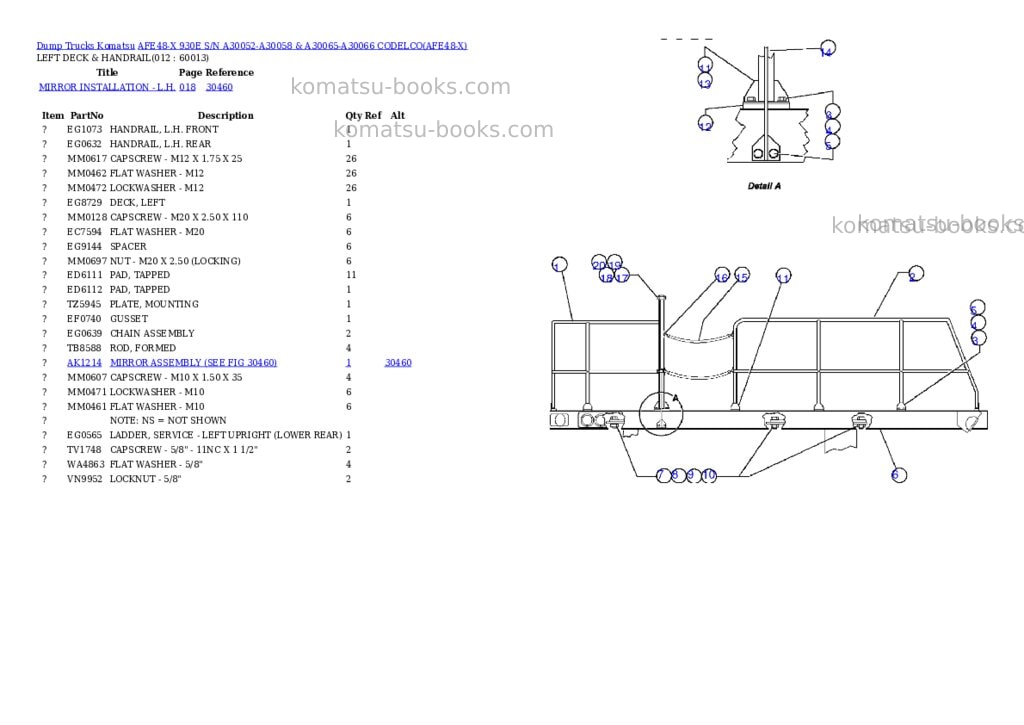 Komatsu afe48-x 930e s/n a30052-a30058 & a30065-a30066 codelco Parts catalog cover Page 3