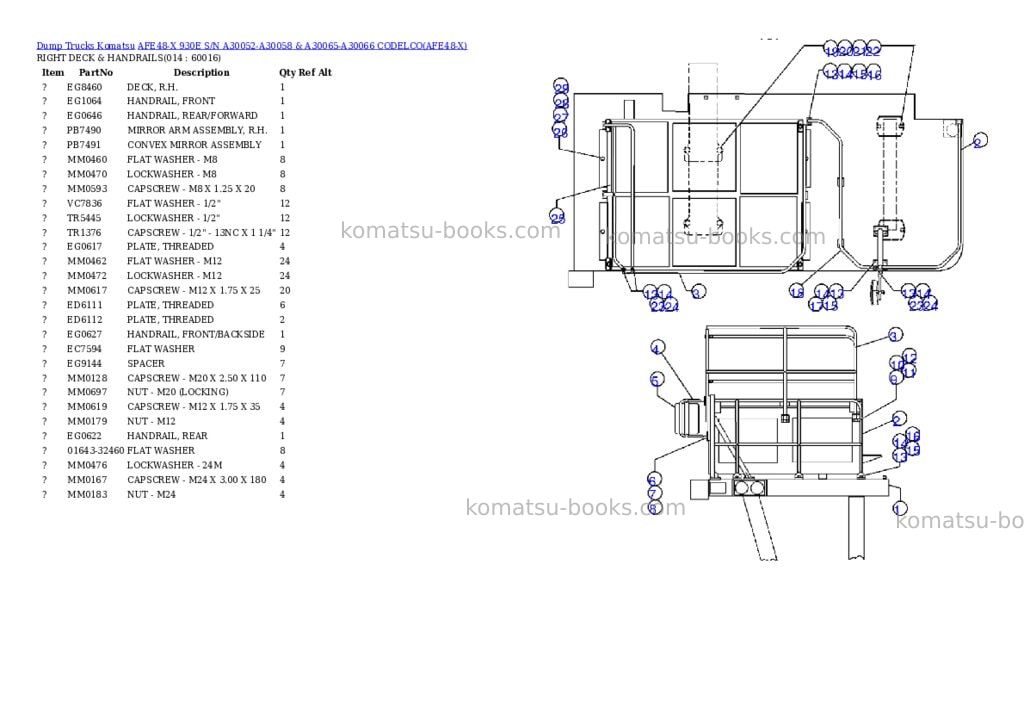 Komatsu afe48-x 930e s/n a30052-a30058 & a30065-a30066 codelco Parts catalog cover Page 4