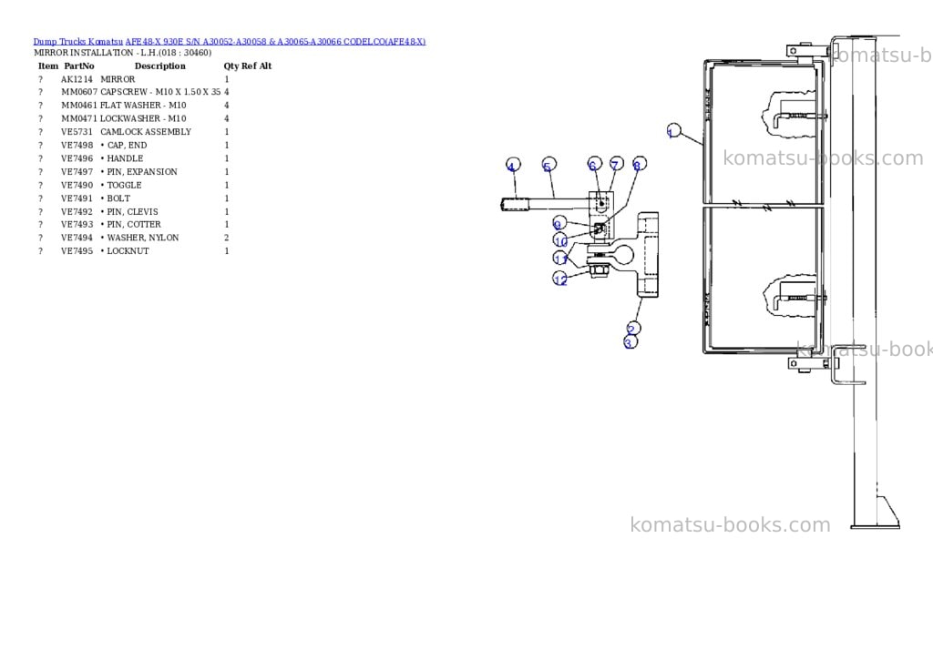 Komatsu afe48-x 930e s/n a30052-a30058 & a30065-a30066 codelco Parts catalog cover Page 6