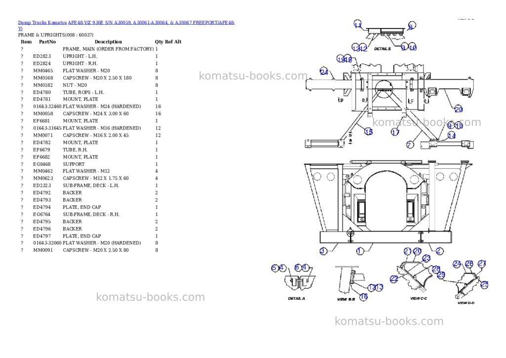 Komatsu afe48-y/z 930e s/n a30059, a30061-a30064, & a30067 freeport Parts catalog cover Page 4 Komatsu afe48-y/z 930e s/n a30059, a30061-a30064, & a30067 freeport Parts catalog cover Page 4