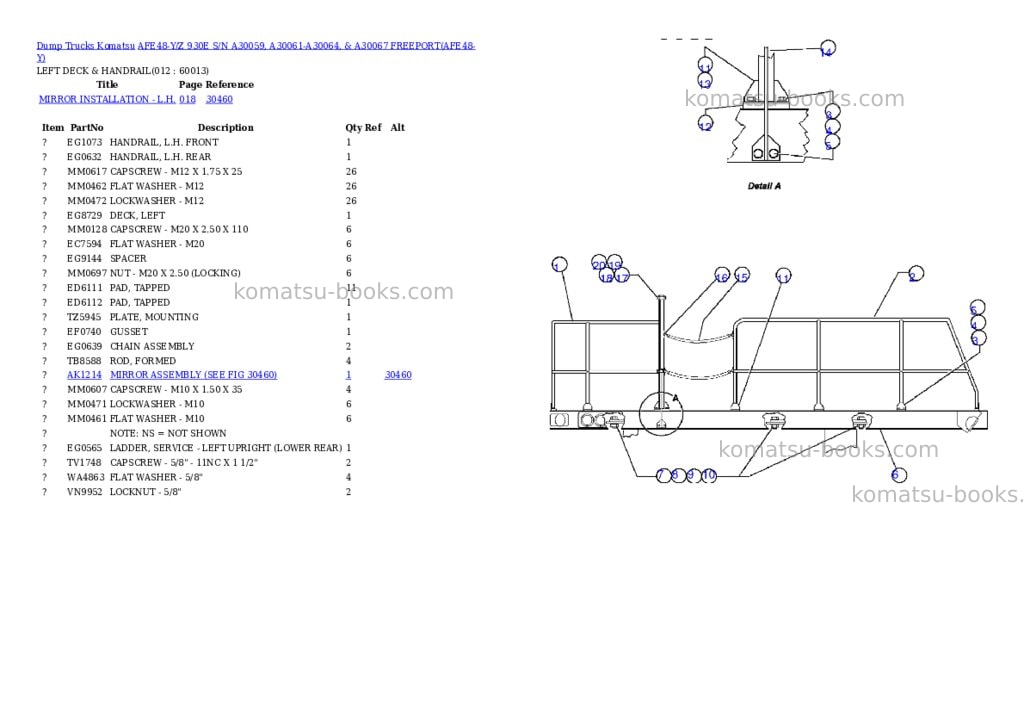 Komatsu afe48-y/z 930e s/n a30059, a30061-a30064, & a30067 freeport Parts catalog cover Page 6 Komatsu afe48-y/z 930e s/n a30059, a30061-a30064, & a30067 freeport Parts catalog cover Page 6