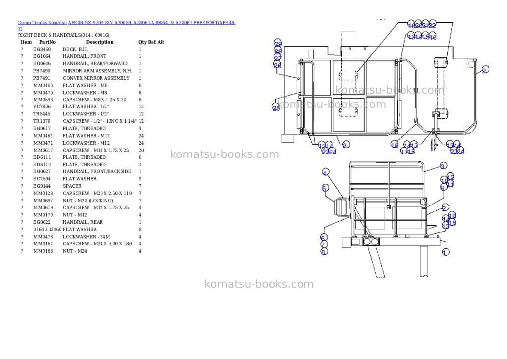 Komatsu afe48-y/z 930e s/n a30059, a30061-a30064, & a30067 freeport Parts catalog cover Page 7 Komatsu afe48-y/z 930e s/n a30059, a30061-a30064, & a30067 freeport Parts catalog cover Page 7