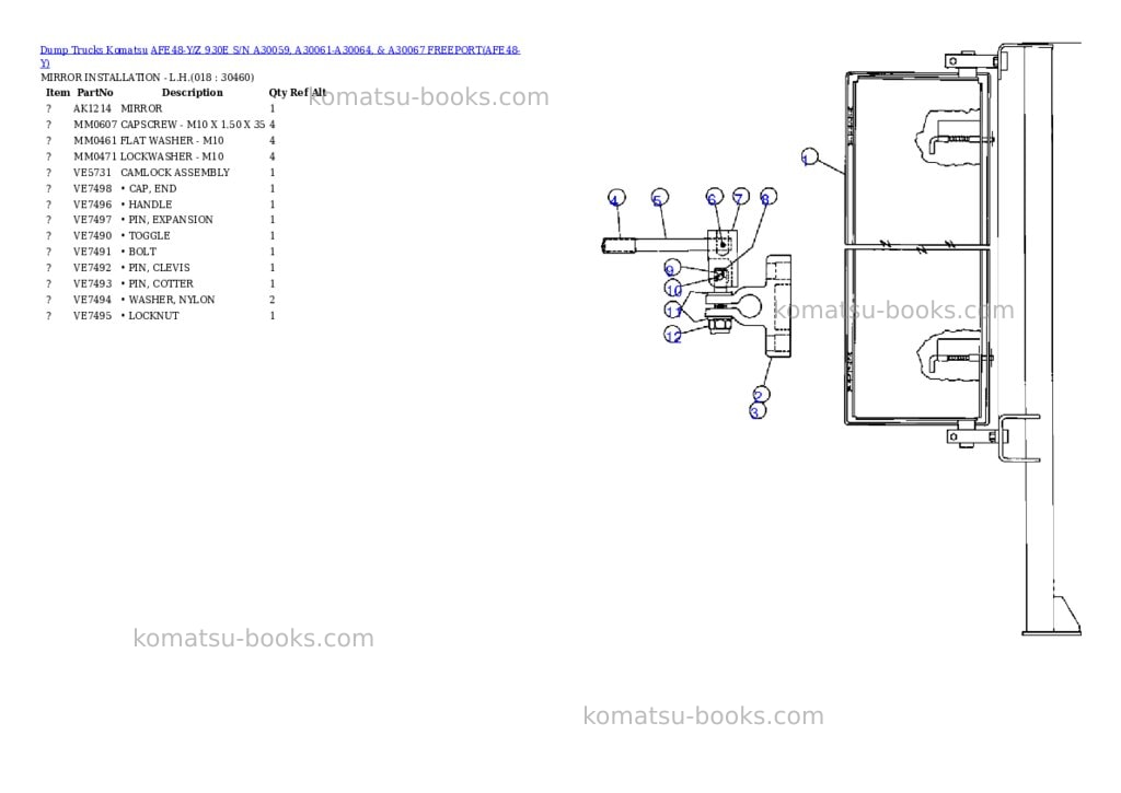 Komatsu afe48-y/z 930e s/n a30059, a30061-a30064, & a30067 freeport Parts catalog cover Page 9 Komatsu afe48-y/z 930e s/n a30059, a30061-a30064, & a30067 freeport Parts catalog cover Page 9