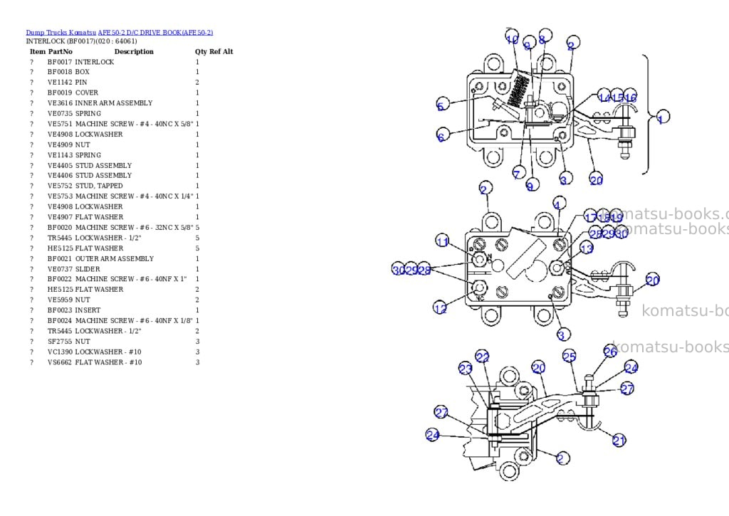 Komatsu afe50-2 d/c drive book Parts catalog cover Page 6