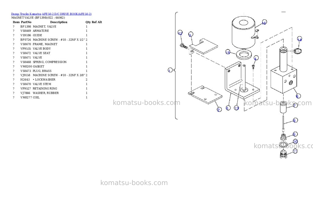 Komatsu afe50-2 d/c drive book Parts catalog cover Page 7