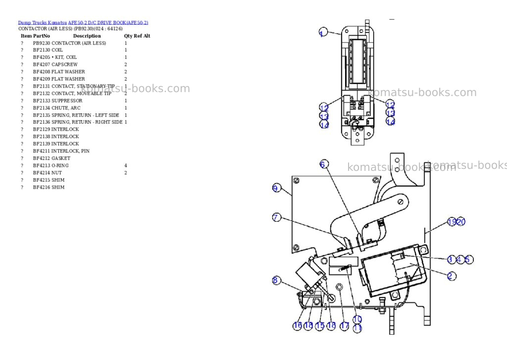 Komatsu afe50-2 d/c drive book Parts catalog cover Page 8