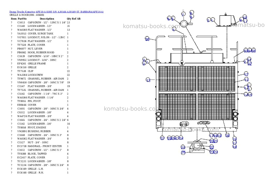 Komatsu afe50-a 830e s/n a30544-a30549 st. barbara Parts catalog cover Page 3