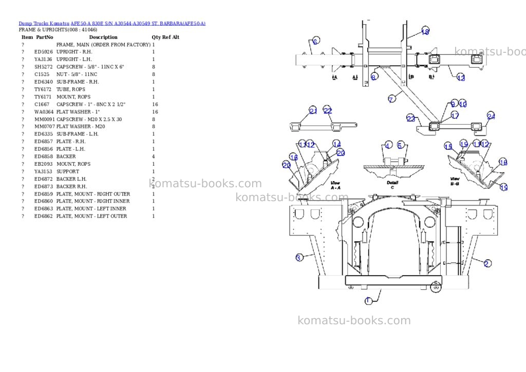 Komatsu afe50-a 830e s/n a30544-a30549 st. barbara Parts catalog cover Page 4